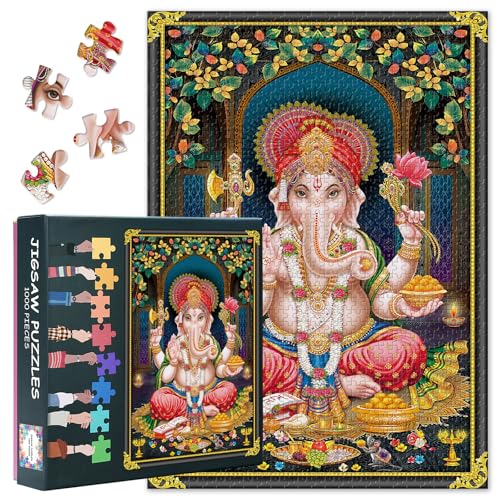 Expertenlevel 1000 Teile Puzzle Ganesha Kulturerbe Kunst Eng anliegende Teile 27,5x19,7 Zoll von TISHIRON