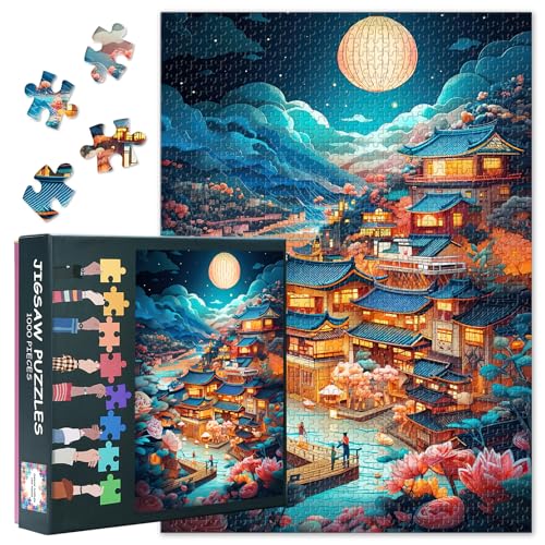 Exquisite Puzzles für Erwachsene mit 1000 Teilen, Dorf bei Nacht in den Wolken, Unmögliche Puzzles für Erwachsene, 50 x 70 cm Exquisite Puzzles für Erwachsene mit 1000 Teilen, Dorf bei Nacht in den Wolken, Unmögliche Puzzles für Erwachsene, 50 x 70 cm von TISHIRON