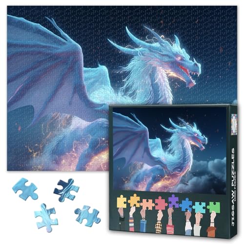 Fantasy Dragon Puzzles für Erwachsene 1000 Stück Mythische Kreaturen Puzzles Interessante intellektuelle Herausforderung Home Wanddekoration Jugendliche Familie Spielzeug Größe: 70x50cm von TISHIRON
