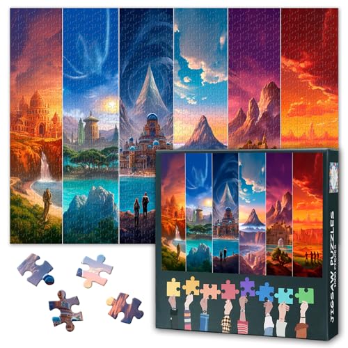 Fantasy-Landschaft Mit Bergen Burgen Puzzles 1000 Stück Schöne Landschaft Puzzles Für Erwachsene Geschenk Home Decor Difficult Challenge Puzzle Für Puzzle-Liebhaber 70cmx50cm von TISHIRON