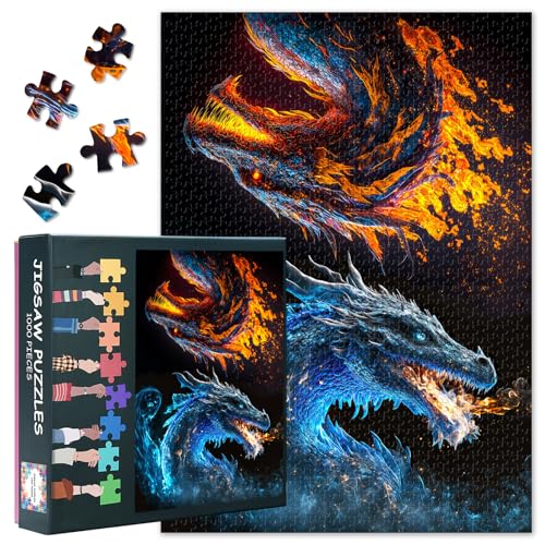 Fantasy Tiere Jigsaw Puzzles 1000 Stück für Erwachsene Feuerdrache und Blauer Drache 1000 Stück Puzzles Home Wanddekoration Herausfordernde Puzzle Geeignet für Spielnächte Größe: 50x70cm Fantasy Tiere Jigsaw Puzzles 1000 Stück für Erwachsene Feuerdrache und Blauer Drache 1000 Stück Puzzles Home Wanddekoration Herausfordernde Puzzle Geeignet für Spielnächte Größe: 50x70cm von TISHIRON