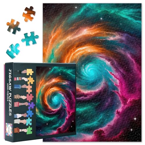 Farben Whirlpool Puzzles für Erwachsene 1000 Stücke Kosmische Wirbel Puzzle 1000 Stücke Herausfordernde Puzzles Geeignet für Spiel Nächte Teens Bildungsspielzeug Fertiges Puzzle Größe: 70x50cm von TISHIRON