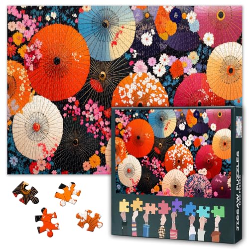Farbenfrohes Japanisches Regenschirm-Blumenmuster, Farbenfroher Regenschirm, 1000 große Teile Puzzle für Erwachsene Herausforderndes Puzzle Perfekt für Spieleabende, 20x27 inch Farbenfrohes Japanisches Regenschirm-Blumenmuster, Farbenfroher Regenschirm, 1000 große Teile Puzzle für Erwachsene Herausforderndes Puzzle Perfekt für Spieleabende, 20x27 inch von TISHIRON