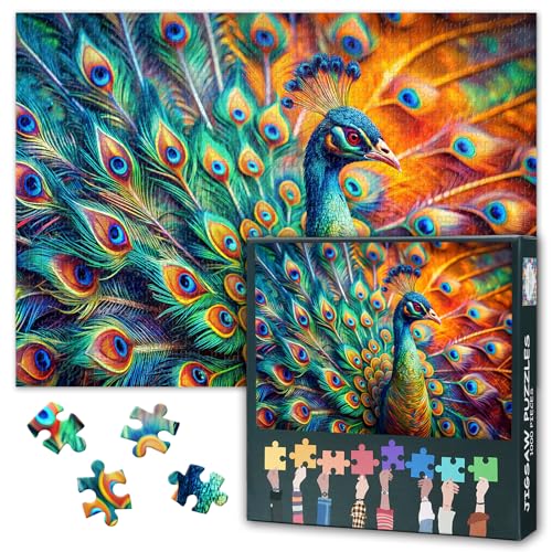Farbige Pfau 1000 Stück Puzzle für Erwachsene Pfau Federn Puzzle Home Wanddekoration Herausfordernde Puzzles Geeignet für Spielnächte Geschenke für Familie und Freunde Größe: 70x50cm Farbige Pfau 1000 Stück Puzzle für Erwachsene Pfau Federn Puzzle Home Wanddekoration Herausfordernde Puzzles Geeignet für Spielnächte Geschenke für Familie und Freunde Größe: 70x50cm von TISHIRON