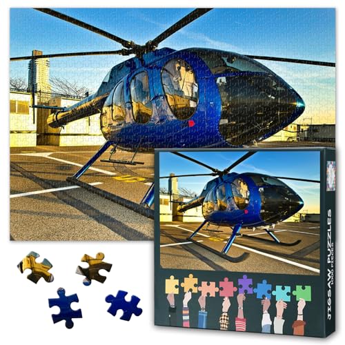 Flugzeug Jigsaw Puzzles für Erwachsene 1000 Stück, Blaue Hubschrauber Puzzles 1000 Stück, Moderne Kunstwerke schwierige unmögliche Herausforderungen, 50x70 cm von TISHIRON