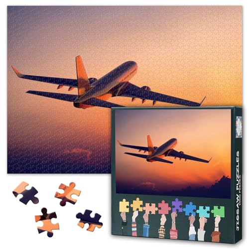 Flugzeug Puzzles für Erwachsene 1000 Stück, Flugzeug im Sonnenuntergang 1000 Stück Jigsaw Puzzle, Fotografie Kunstwerk Schwierige unmögliche Herausforderungen, 50x70 cm Flugzeug Puzzles für Erwachsene 1000 Stück, Flugzeug im Sonnenuntergang 1000 Stück Jigsaw Puzzle, Fotografie Kunstwerk Schwierige unmögliche Herausforderungen, 50x70 cm von TISHIRON