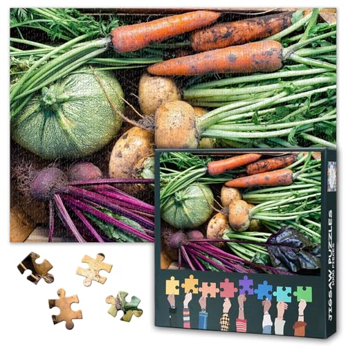 Frisch geerntet Gemüse Puzzle für Erwachsene 1000 Stück, Rüben-Büte Karotten Puzzles, Erwachsene Puzzles, Puzzle-Spiele oder Spielzeug für ältere Freunde 50x70cm von TISHIRON