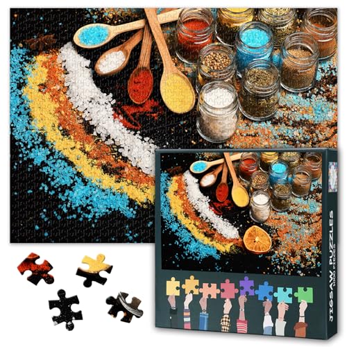 Gewürze Jigsaw Puzzles 1000 Pieces for Adults Spice Puzzles for Adults für herausfordernde Familie Aktivität Spiele DIY Puzzle für Home Wall Decor Geschenke Größe: 50x70cm von TISHIRON