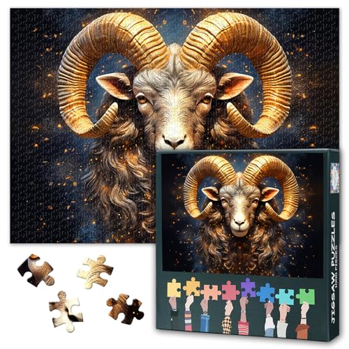 Goldene Serie von Sternzeichen Jigsaw Puzzles für Erwachsene 1000 Stück, Klares Denken Steinbock Puzzles für Erwachsene, unmöglich Jigsaw Puzzle, 50x70 cm Goldene Serie von Sternzeichen Jigsaw Puzzles für Erwachsene 1000 Stück, Klares Denken Steinbock Puzzles für Erwachsene, unmöglich Jigsaw Puzzle, 50x70 cm von TISHIRON