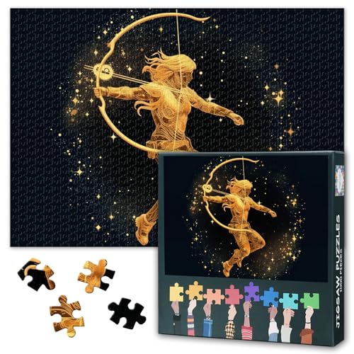Goldene Serie von Sternzeichen Jigsaw Puzzles für Erwachsene 1000 Stück, Maverick Schützen Puzzles für Erwachsene, unmöglich Jigsaw Puzzle, 50x70 cm von TISHIRON