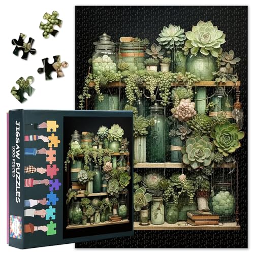 Grünpflanzen-Puzzles für Erwachsene, 1000 Stück, herausfordernde Puzzles für Erwachsene, Männer und Frauen, Blumen-Puzzle, 1000-teiliges Puzzle, Lernspiele, Heimdekoration (69,8 x 50 cm) von TISHIRON