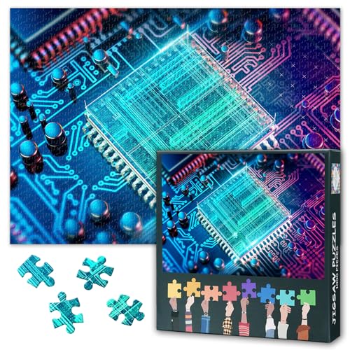 Herausforderndes 1000 Teile Puzzle für Erwachsene Computerchip Elektronik PC CPU Technologie Kunst 70 x 50 cm von TISHIRON
