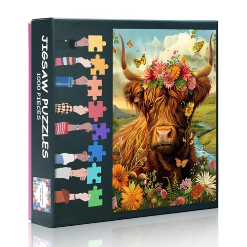 Highland Cow Puzzles für Erwachsene 1000 Teile - schwer schwierig herausfordernde Familie Puzzle Grasland, 70 x 50 cm Jigsaw Puzzles Blumen, Puzzle-Spiel für Frauen Home Decoration Geschenk Highland Cow Puzzles für Erwachsene 1000 Teile - schwer schwierig herausfordernde Familie Puzzle Grasland, 70 x 50 cm Jigsaw Puzzles Blumen, Puzzle-Spiel für Frauen Home Decoration Geschenk von TISHIRON