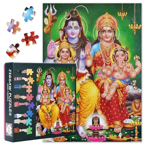 Hindu Gott Erwachsene Puzzle 1000 Blöcke, Lakshmi Narasimha Puzzles, Erwachsenen-Puzzle, Puzzles Spiel oder Spielzeug für ältere Freunde 50x70 cm von TISHIRON