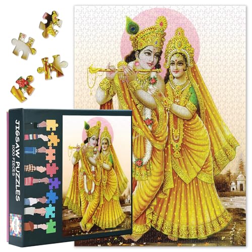Hindu Gott Erwachsene Puzzles 1000 Blöcke, Radha und Krishna Puzzle, Erwachsene Puzzle, Puzzles Spiel oder Spielzeug für ältere Freunde 50x70 cm Hindu Gott Erwachsene Puzzles 1000 Blöcke, Radha und Krishna Puzzle, Erwachsene Puzzle, Puzzles Spiel oder Spielzeug für ältere Freunde 50x70 cm von TISHIRON