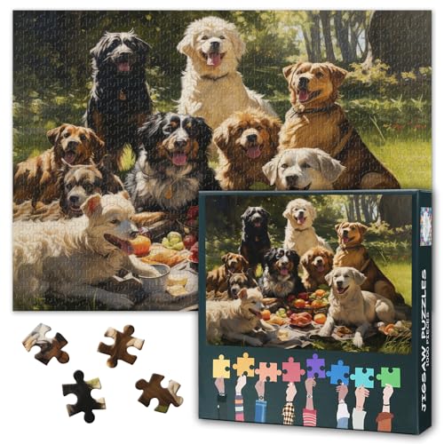 Hunde-Puzzle, 1000 Teile für Erwachsene, Gruppe von Hunden, die Obst fressen, Puzzle für Erwachsene, stabiles herausforderndes Familienspiel, 50,8 x 68,9 cm Hunde-Puzzle, 1000 Teile für Erwachsene, Gruppe von Hunden, die Obst fressen, Puzzle für Erwachsene, stabiles herausforderndes Familienspiel, 50,8 x 68,9 cm von TISHIRON