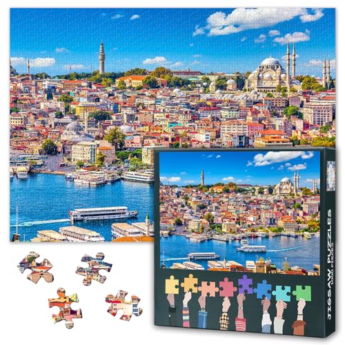 Istanbul Stadtlandschaft 1000-teiliges Puzzle für Erwachsene, Puzzles 1000 Teile Schwierig und herausfordernd Türkei Skyline, 27,5 x 19,7 Zoll Familienpuzzlespielabend & Wohnkultur (Europa-Serie) von TISHIRON
