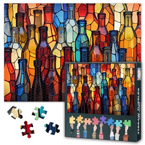 Jigsaw Puzzles 1000 Stück für Erwachsene, buntes Design Glasflaschen Puzzle Erwachsene, Vibrant Rainbow Adult Challenging Puzzle 1000 Teile, Entspannung Spiel für Männer Frauen 70 x 50 cm Jigsaw Puzzles 1000 Stück für Erwachsene, buntes Design Glasflaschen Puzzle Erwachsene, Vibrant Rainbow Adult Challenging Puzzle 1000 Teile, Entspannung Spiel für Männer Frauen 70 x 50 cm von TISHIRON