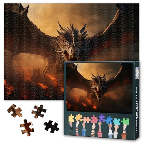 Jigsaw Puzzles 1000 Teile für Erwachsene, Tiere Puzzles für Erwachsene, Fantasy Winged Dragon Adult Challenging Puzzle 1000 Teile, Entspannung Spiel für Männer Frauen 70 x 50 cm Jigsaw Puzzles 1000 Teile für Erwachsene, Tiere Puzzles für Erwachsene, Fantasy Winged Dragon Adult Challenging Puzzle 1000 Teile, Entspannung Spiel für Männer Frauen 70 x 50 cm von TISHIRON