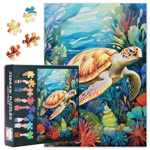 Jigsaw Puzzles Meeresschildkröte Schwierige Puzzles 1000 Stück Für Erwachsene Als Geschenke Herausfordernde Meerestier Puzzle Für Familie Spiel Haus Wanddekoration Meeresschildkröte Jigsaw 70cmx50cm von TISHIRON