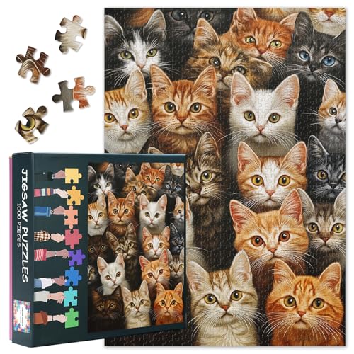 Kätzchen-Puzzle, 1000 Teile für Erwachsene, Kätzchen-Portrait-Puzzles für Erwachsene, Familien-Herausforderung, Spiel, Teenager, Lernspielzeug, ideal für Puzzle-Enthusiasten, Fertige Größe: 70 x 50 cm Kätzchen-Puzzle, 1000 Teile für Erwachsene, Kätzchen-Portrait-Puzzles für Erwachsene, Familien-Herausforderung, Spiel, Teenager, Lernspielzeug, ideal für Puzzle-Enthusiasten, Fertige Größe: 70 x 50 cm von TISHIRON