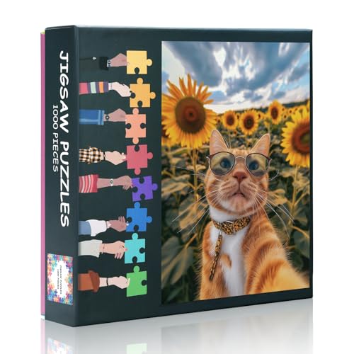 Katzen-Puzzle für Erwachsene, herausforderndes Puzzle, Tierkunststil, hart, unmöglich, schwierig, Sonnenblumen-Puzzle-Spiele für Heimdekoration, Geburtstagsparty, Größe 50 x 69,8 cm Katzen-Puzzle für Erwachsene, herausforderndes Puzzle, Tierkunststil, hart, unmöglich, schwierig, Sonnenblumen-Puzzle-Spiele für Heimdekoration, Geburtstagsparty, Größe 50 x 69,8 cm von TISHIRON