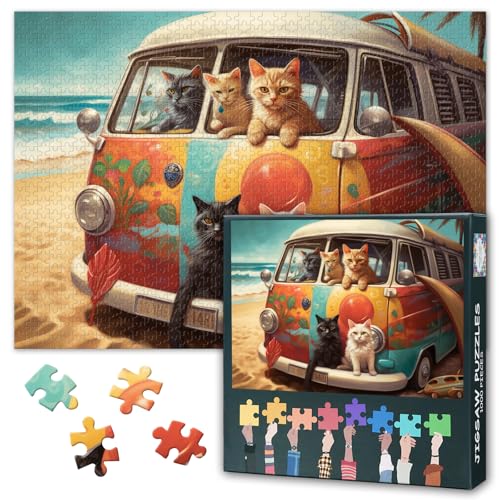 Katzen Puzzles für Erwachsene 1000 Teile - Tier 1000-Teile Puzzle für Erwachsene - 27,5 x 19,7 Zoll von TISHIRON