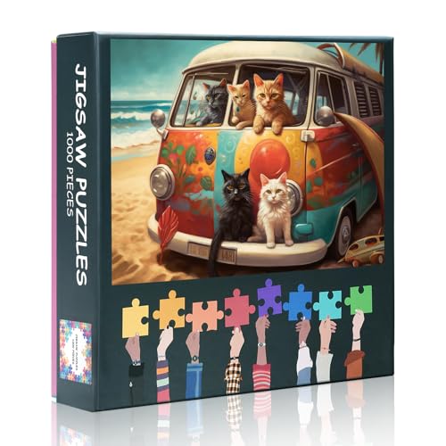 Katzen Puzzles für Erwachsene 1000 Teile - Tierpuzzle für Erwachsene Puzzle 1000 Teile 69,8 x 50 cm Puzzle für Erwachsene - Katzen sitzen auf dem Auto Katzen Puzzles für Erwachsene 1000 Teile - Tierpuzzle für Erwachsene Puzzle 1000 Teile 69,8 x 50 cm Puzzle für Erwachsene - Katzen sitzen auf dem Auto von TISHIRON