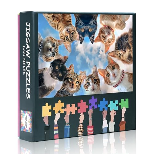 Katzen1000 Teile Puzzle Erwachsene - Schwer Unmöglich Schwierig Herausfordernde Familie Puzzles, 70 x 50 cm Jigsaw Puzzles Kätzchen, Tiere Puzzle-Spiel für Frauen Home Decoration Geschenk von TISHIRON