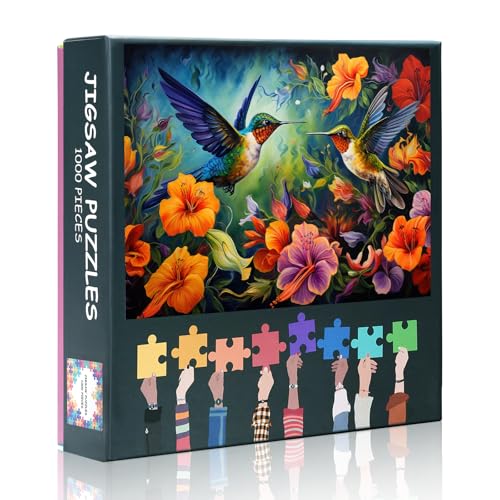 Kolibri-Puzzle für Erwachsene, 1000 Teile, lebendige Vogel- und Blumenkunst mit Premium-Puzzlebrett, herausforderndes 1000-teiliges Puzzle, 69,5 x 50,6 cm Kolibri-Puzzle für Erwachsene, 1000 Teile, lebendige Vogel- und Blumenkunst mit Premium-Puzzlebrett, herausforderndes 1000-teiliges Puzzle, 69,5 x 50,6 cm von TISHIRON