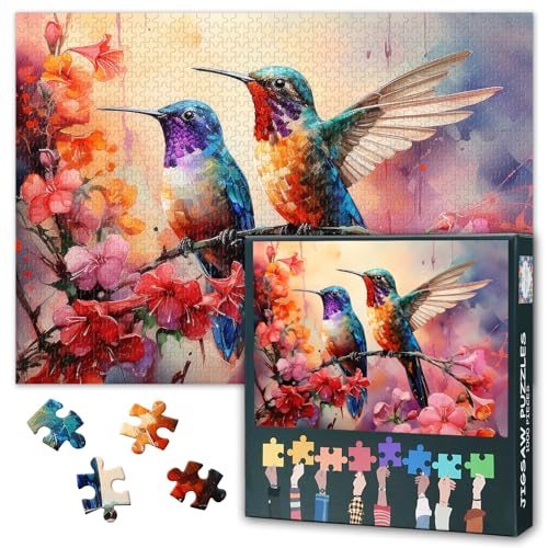 Kolibris Puzzle für Erwachsene, Kolibris, sitzen auf einem Sakura-Bast, Puzzle für Wandkunst, Vögel und blühende Sakura-Intelligenz-Puzzle für Familienspiele, Indoor-Spiele, 70 x 50 cm, 1000 Teile Kolibris Puzzle für Erwachsene, Kolibris, sitzen auf einem Sakura-Bast, Puzzle für Wandkunst, Vögel und blühende Sakura-Intelligenz-Puzzle für Familienspiele, Indoor-Spiele, 70 x 50 cm, 1000 Teile von TISHIRON