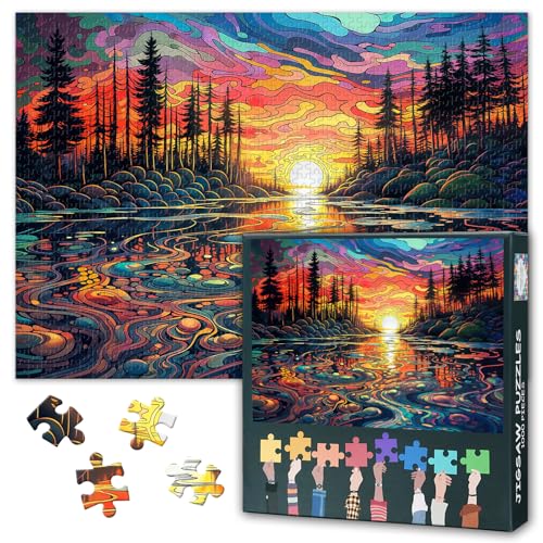Landschaft Puzzles Sonnenuntergang über dem Waldsee Puzzle für Erwachsene 1000 Teile, unmöglich schwer herausfordernde Puzzles für Erwachsene, 50x70 cm Landschaft Puzzles Sonnenuntergang über dem Waldsee Puzzle für Erwachsene 1000 Teile, unmöglich schwer herausfordernde Puzzles für Erwachsene, 50x70 cm von TISHIRON