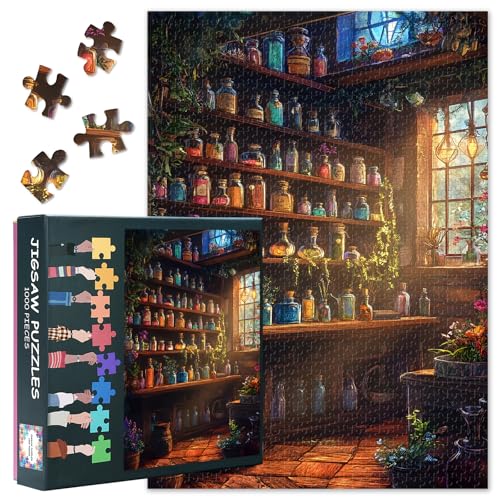 Magic Lab Puzzles - 1000 Stück Puzzle für Erwachsene, Bunte Flaschen schwierig herausfordernde Puzzle 1000 Teile (70 x 50 cm), Familie Spielabend & Home Decor (Fantasy-Serie) von TISHIRON