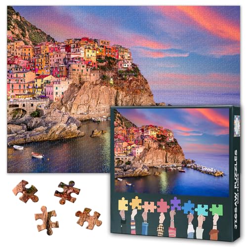 Manarola Angeldorf-Puzzle für Erwachsene, 1000 Teile, Cinque Terre, herausforderndes Puzzle, schöne Landschaft, Kunstwerk, Wanddekoration, Geschenk für Puzzle-Liebhaber, 69,8 x 50 cm Manarola Angeldorf-Puzzle für Erwachsene, 1000 Teile, Cinque Terre, herausforderndes Puzzle, schöne Landschaft, Kunstwerk, Wanddekoration, Geschenk für Puzzle-Liebhaber, 69,8 x 50 cm von TISHIRON