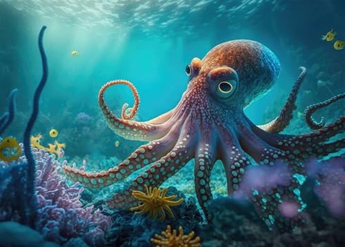 Meeresnatur 1000-teiliges Puzzle für Erwachsene, Nahaufnahme eines unter Wasser schwimmenden Oktopus, Puzzles 1000 Teile, unmöglich schwierige Puzzles für Erwachsene, 50x70 cm Meeresnatur 1000-teiliges Puzzle für Erwachsene, Nahaufnahme eines unter Wasser schwimmenden Oktopus, Puzzles 1000 Teile, unmöglich schwierige Puzzles für Erwachsene, 50x70 cm von TISHIRON