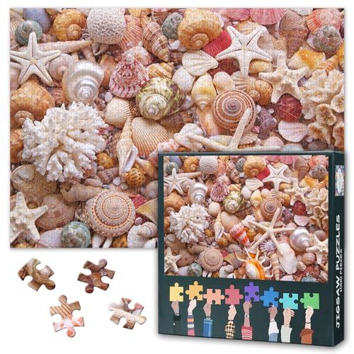 Meerestiere Puzzle 1000 Teile Erwachsene - Muscheln & Korallen Unterwasserwelt, Herausforderndes Premium Puzzle 70x50 cm von TISHIRON