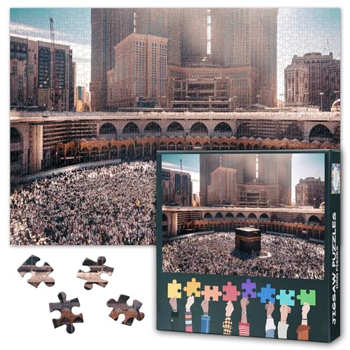 Moschee Mekka Erwachsenen-Puzzle 1000 Blöcke, Saudi-Arabien Mekka-Puzzle, Erwachsenen-Puzzle, Puzzle-Spiel oder Spielzeug, geeignet für ältere Freunde 50x70cm von TISHIRON