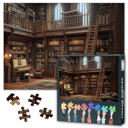 Mystische Bibliotheks Puzzles – 1000-teiliges Puzzle für Erwachsene, Anspruchsvolle Puzzles mit Vintage Motiven (70 x 50 cm), für Familien Spieleabende und als Wohnaccessoire (Bücherregal-Serie) von TISHIRON