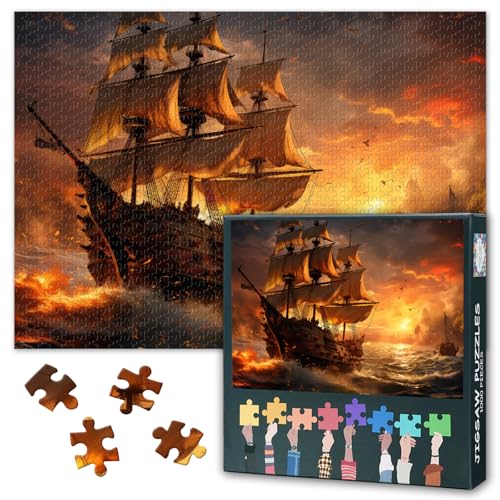 Mystische Piraten 1000 Teile Nautisches Kunst Puzzle Legendäres Schiff in stürmischer See 27,5x19,7 Zoll Mystische Piraten 1000 Teile Nautisches Kunst Puzzle Legendäres Schiff in stürmischer See 27,5x19,7 Zoll von TISHIRON