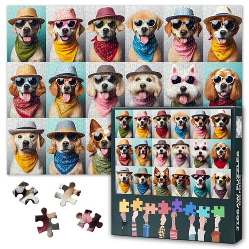 Niedliche Hunde Puzzles Für Erwachsene 1000 Stück Hund Mit Lächelnden Gesichtern Puzzle Als Geschenk Für Erwachsene Welpen Tragen Sonnenbrille Herausforderung Puzzles Für Familie Spiel 70cmx50cm Niedliche Hunde Puzzles Für Erwachsene 1000 Stück Hund Mit Lächelnden Gesichtern Puzzle Als Geschenk Für Erwachsene Welpen Tragen Sonnenbrille Herausforderung Puzzles Für Familie Spiel 70cmx50cm von TISHIRON
