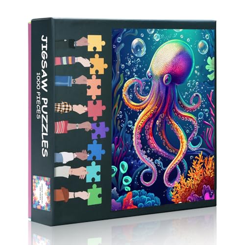 Oktopus-Puzzles für Erwachsene, bunt, unmöglich, schwer, schwierig, herausfordernd, Puzzles für Erwachsene, 1000 Teile, 70 x 50 cm Oktopus-Puzzles für Erwachsene, bunt, unmöglich, schwer, schwierig, herausfordernd, Puzzles für Erwachsene, 1000 Teile, 70 x 50 cm von TISHIRON