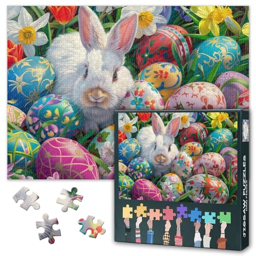 Oster Eier Puzzles 1000 Teile, Blühende Garten Puzzle Erwachsene, 1000 Teile Puzzles für Erwachsene, 70 x 50 cm Puzzle Impossible Geschicklichkeitsspiel für die Ganze Familie von TISHIRON