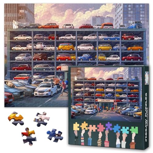 Parkplatz Puzzles 1000 Teile, Parkplatz Gebäude Puzzle Erwachsene, Autos 1000 Teile Puzzles für Erwachsene, 70 x 50 cm Puzzle Impossible Geschicklichkeitsspiel für die Ganze Familie von TISHIRON