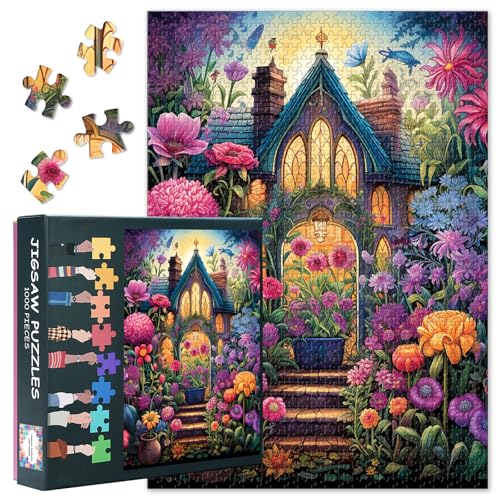 Pflanzenreich Puzzles für Erwachsene 1000 Teile, üppiges grünes Laub und zarte Blütenblätter Puzzle, unmögliche herausfordernde schwierige Puzzlespiele für Erwachsene, 50x70 cm von TISHIRON