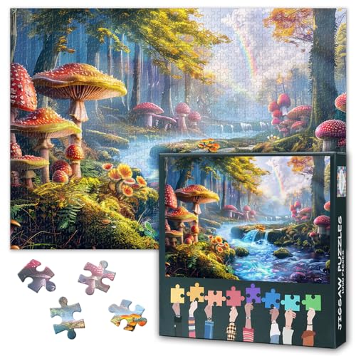 Pilz 1000 Stück Puzzle für Erwachsene, Jigsaw Puzzles 1000 Teile schwierig und Herausforderung Fantasy Forest, 70 x 50 cm Family Puzzle Game Night & Home Decor (Plant Series) von TISHIRON