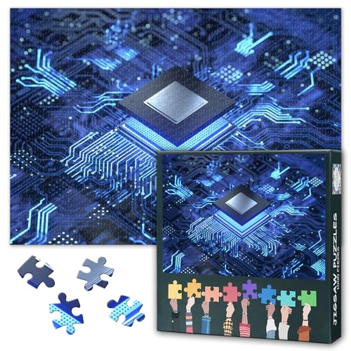 Premium 1000 Teile Puzzle Computer Hardware Design mit CPU Chip & elektronischer Leiterplatten Kunst 70 x 50 cm von TISHIRON