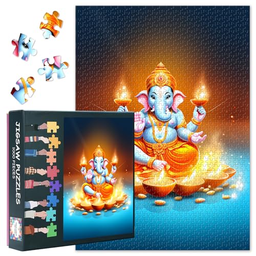 Premium 1000 Teile Puzzle Ganesha Hindu Festival Kunst Familien Puzzleabend Aktivität Großformat 27,5x19,7 Zoll Premium 1000 Teile Puzzle Ganesha Hindu Festival Kunst Familien Puzzleabend Aktivität Großformat 27,5x19,7 Zoll von TISHIRON