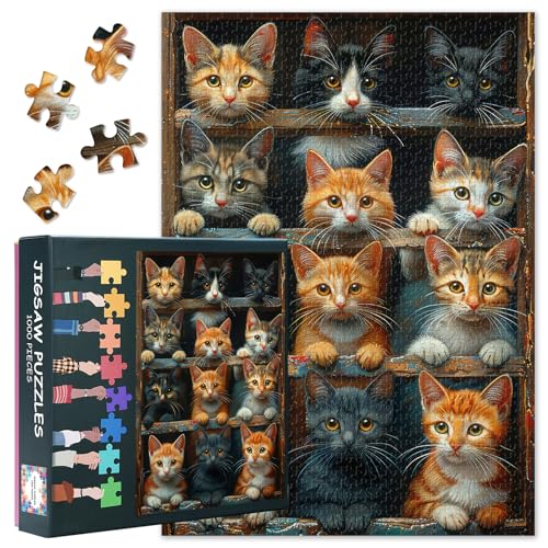 Puzzle 1000 Teile, Katzen Erwachsene Puzzle, Puzzle 1000 Teile für Erwachsene, herausfordernde Spielpuzzles Fertige Größe 50 x 70 cm Puzzle 1000 Teile, Katzen Erwachsene Puzzle, Puzzle 1000 Teile für Erwachsene, herausfordernde Spielpuzzles Fertige Größe 50 x 70 cm von TISHIRON