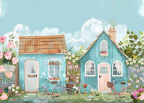 Puzzle 1000 Teile, Süßes und Charmantes Kleines Haus Puzzles für Erwachsene, Garten und Fahrräder Puzzle, Puzzles für Erwachsene 1000 Teile Gelegenheitsspiele, Fertige Größe 50 x 70 cm von TISHIRON
