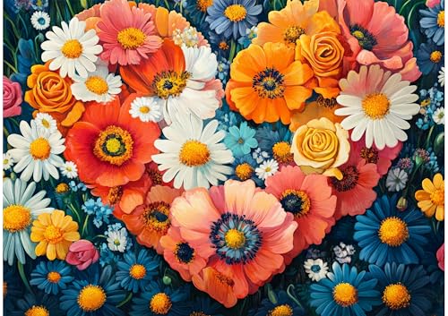 Puzzle 1000 Teile – DJ Blume mit Kopfhörer und Sonnenbrille 1000 Puzzles, Spiel für die Familiennacht, buntes Puzzle, Erwachsenenpuzzles ab 6 Jahren, Fertige Größe 50x70cm von TISHIRON